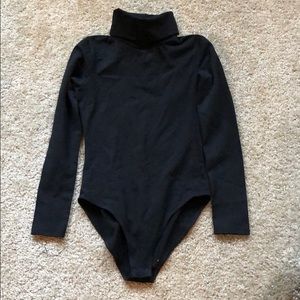 Black turtleneck bodysuit